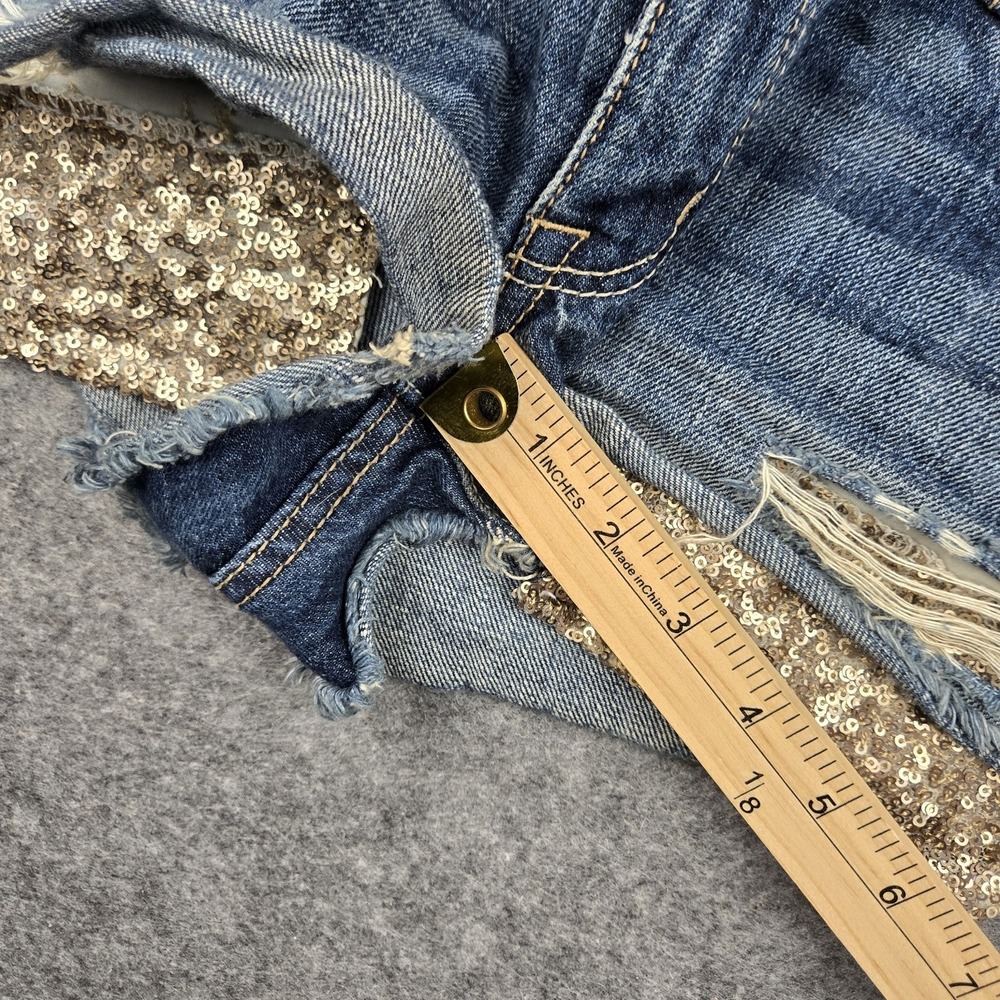 American Eagle Shorts Women's Size 6 Regular Cut Off Distressed Low Rise Sequins - Picture 7 of 9